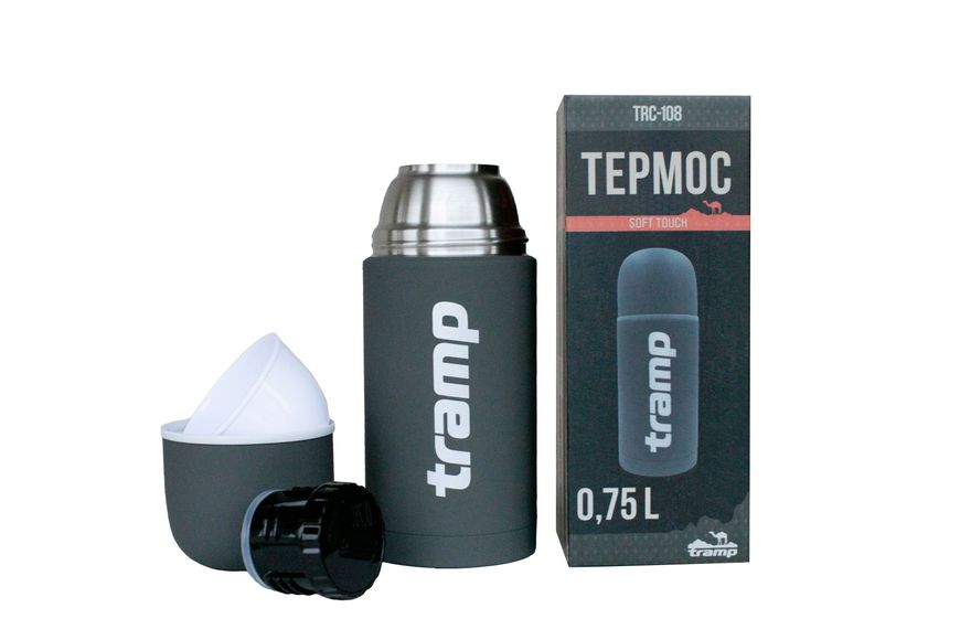 Термос TRAMP Soft Touch 0,75 л, Серый TRC-108-khaki фото