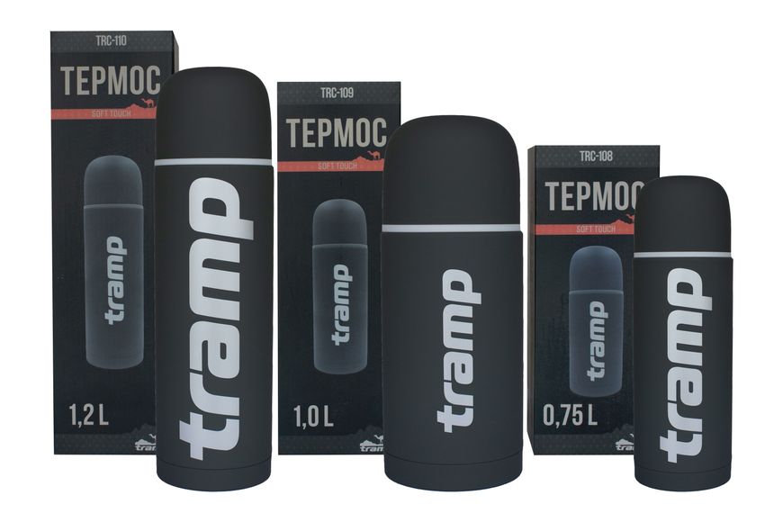 Термос TRAMP Soft Touch 0,75 л, сірий TRC-108-khaki фото